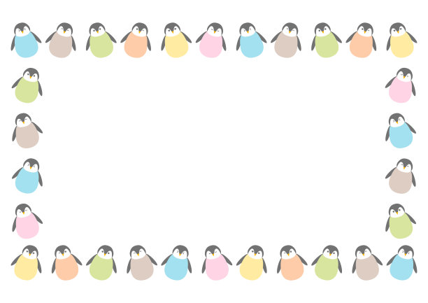 彩色企鹅的框架插图图片下载