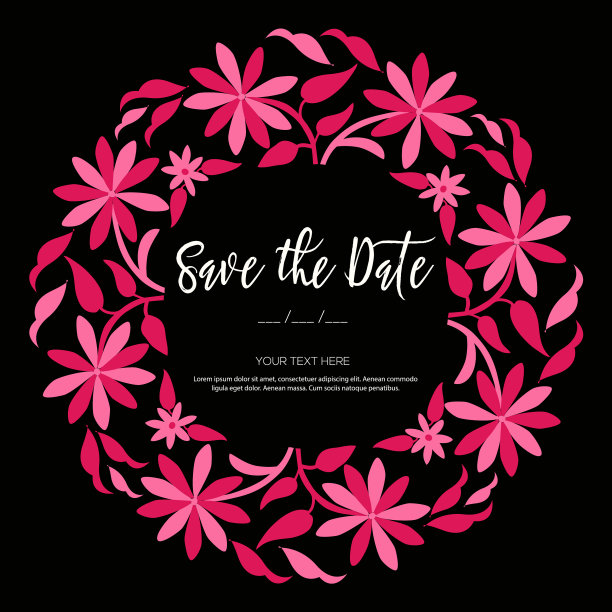 大见风格花圈，婚礼邀请-复制空间图片下载