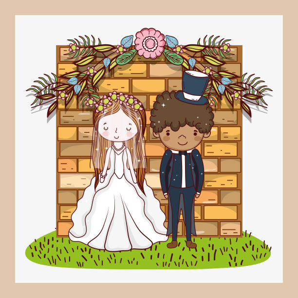 女人和男人有砖墙和花草图片下载