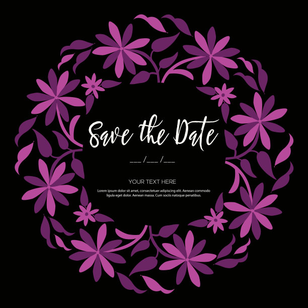 大见风格花圈，婚礼邀请-复制空间图片下载