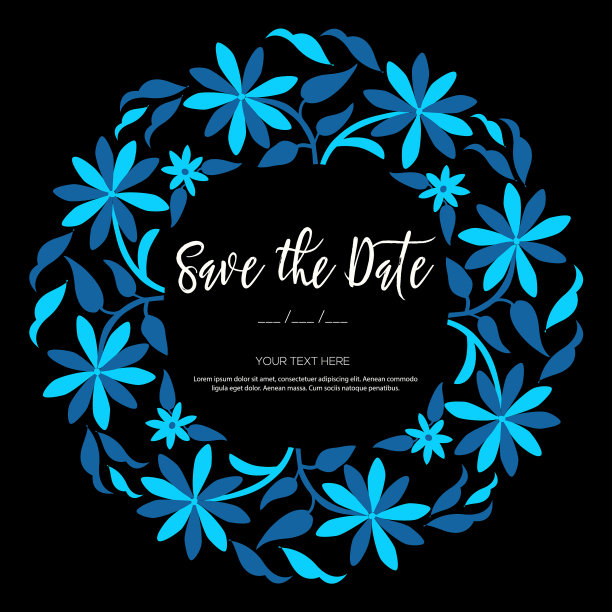 大见风格花圈，婚礼邀请-复制空间图片下载