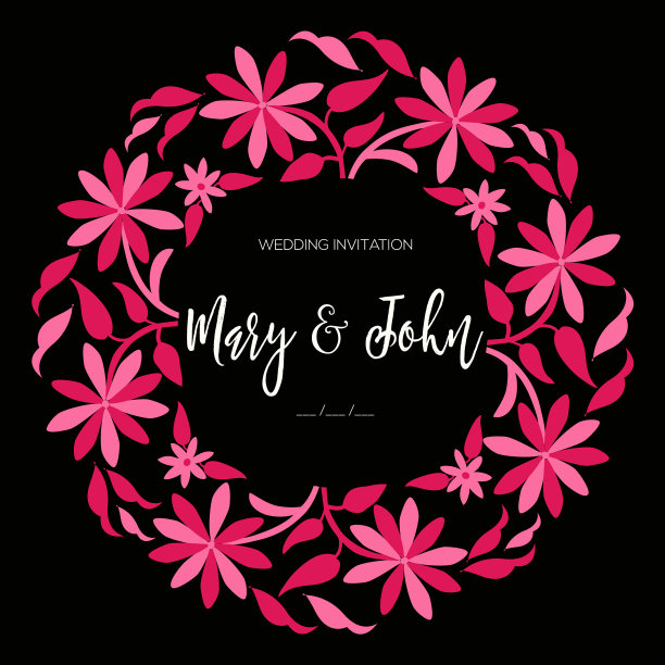 大见风格花圈，婚礼邀请-复制空间图片下载