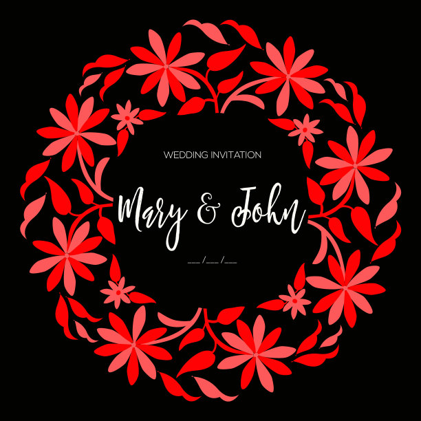 大见风格花圈，婚礼邀请-复制空间图片下载