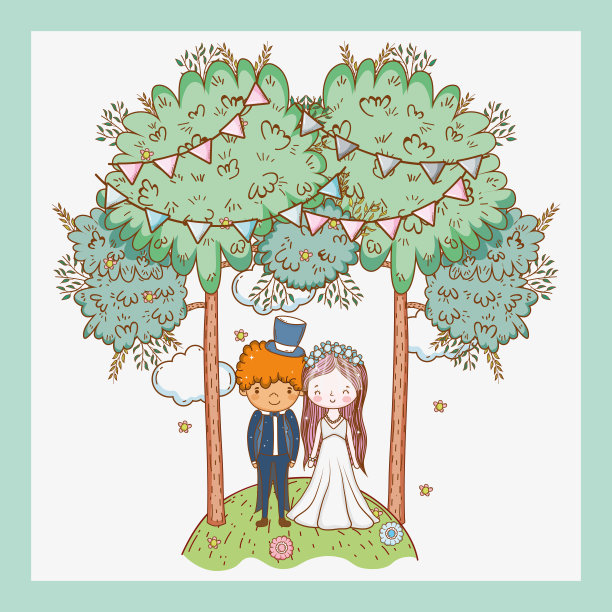 带着党派旗帜的男女婚礼图片下载