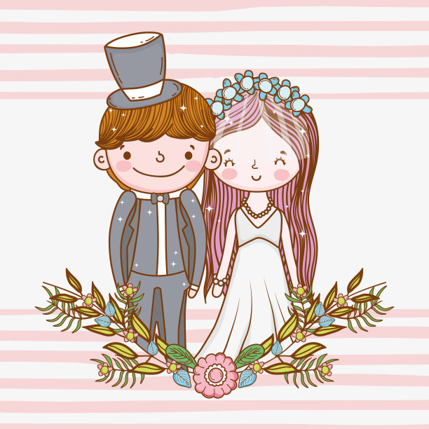 快乐的女人和男人与植物叶子图片下载