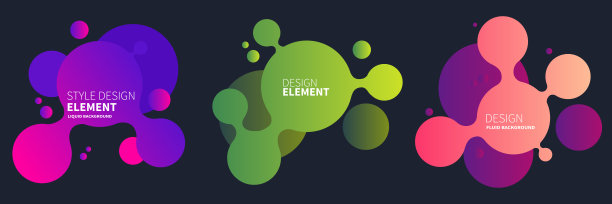一组抽象的现代图形元素。带有流动液体形状的梯度抽象条幅。动态的彩色形式和线。为标识、传单或演示设计的模板。向量。图片下载