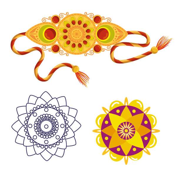 一套手镯与印度花装饰图片下载