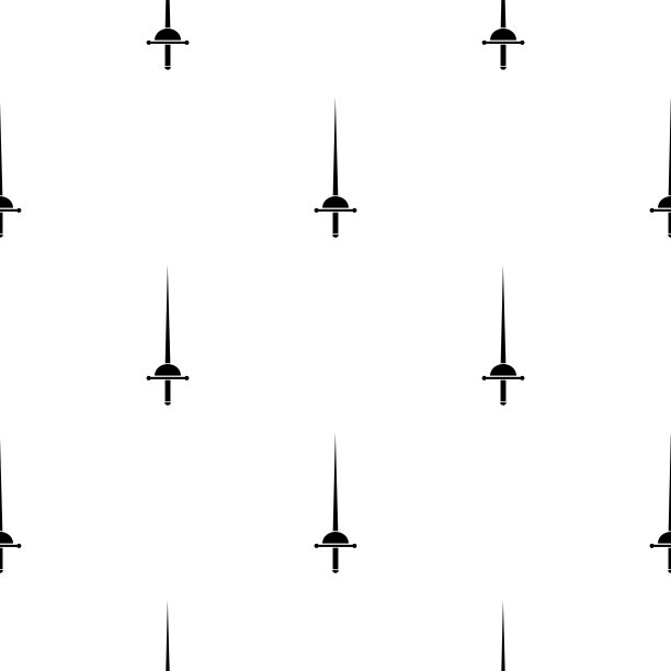 无缝图案与剪影剑杆图标。击剑、击剑。矢量插图设计，网页，包装纸，织物，墙纸。图片下载