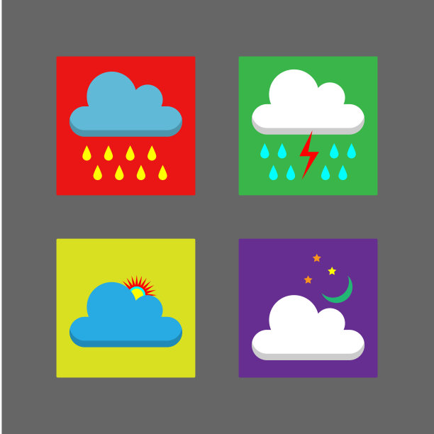天气预报平面图标设计的网站和媒体图片下载