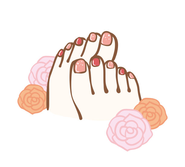 脚甲设计图片说明。我在背景上画了一幅玫瑰插图。图片下载