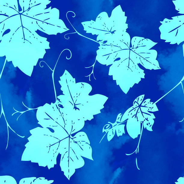 葡萄叶无缝花纹。图片下载