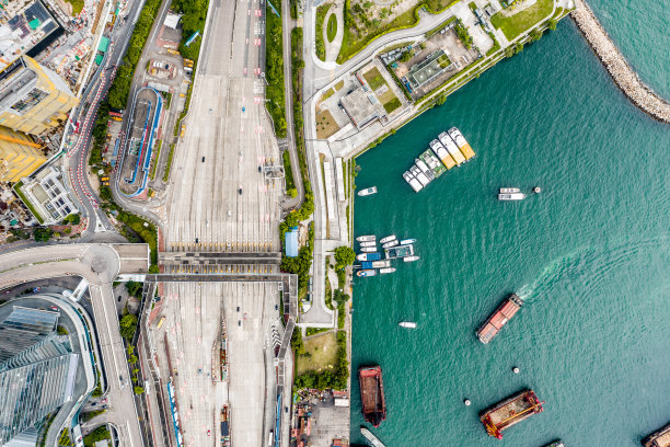 西九龙和香港维多利亚港的景色图片下载