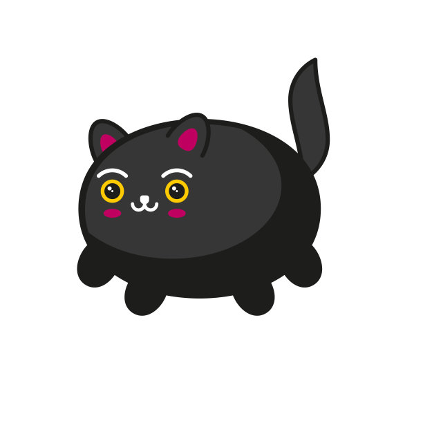 可爱的卡通卡哇伊黑猫在白色的背景。向量图片下载