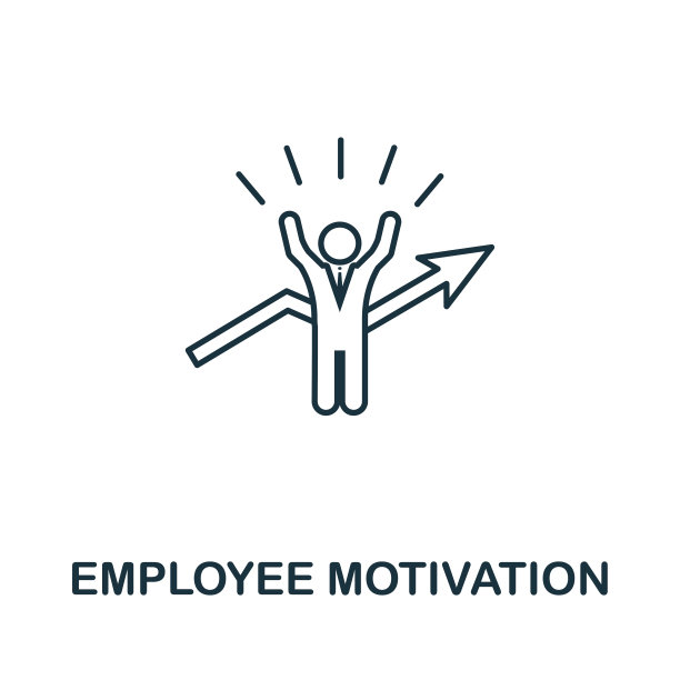 员工动机矢量图标符号在轮廓风格。创意标志从人力资源图标收集。电脑和手机上的员工激励图标图片下载