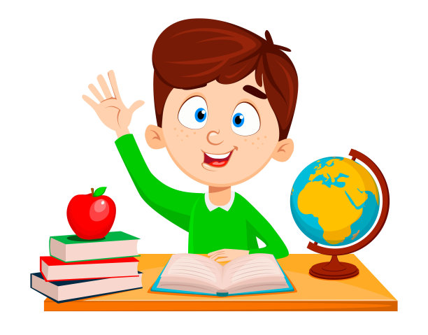 回到学校。可爱的男孩坐在桌子旁素材图片