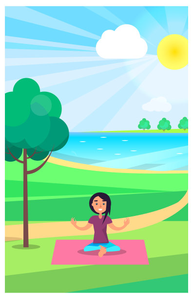 年轻女孩在夏天的城市公园冥想图片下载