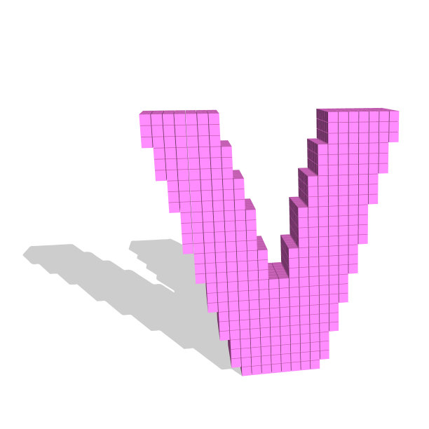 3d像素大写字母v矢量插图。图片下载