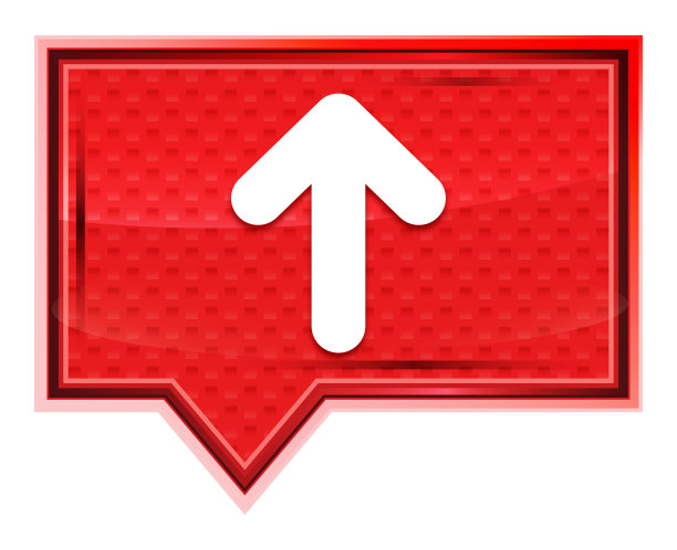 向上的箭头图标雾玫瑰粉红色的旗帜按钮图片下载