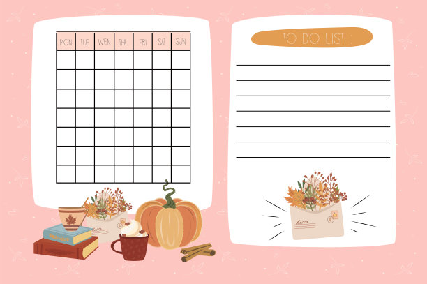 一套每周计划与秋季元素图片下载