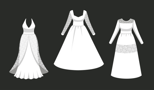 一套华丽的蕾丝婚纱。图片下载