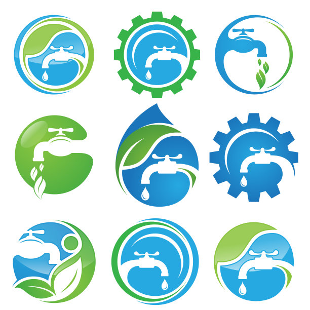 白色背景上用于元素设计的一组服务管道矢量图标符号图片下载