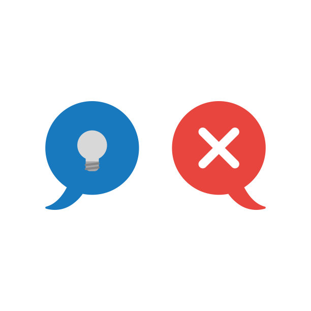 矢量图标概念的两个语音气泡与灰色灯泡和x标记图片下载