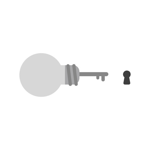 带钥匙孔的灰色灯泡键矢量图标概念图片下载