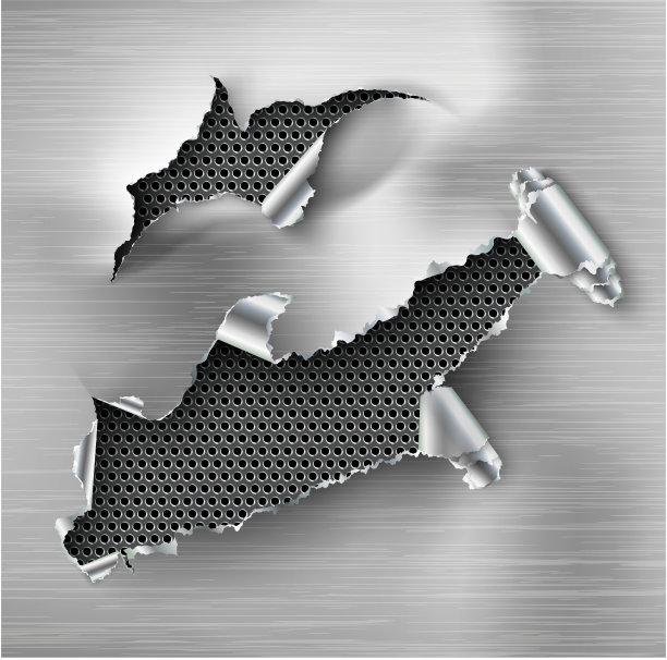 撕裂撕裂的钢矢量模板，侧面与撕裂的金属图片下载