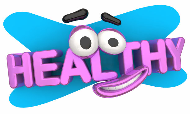 健康卡通脸微笑身体健康3d插图图片下载