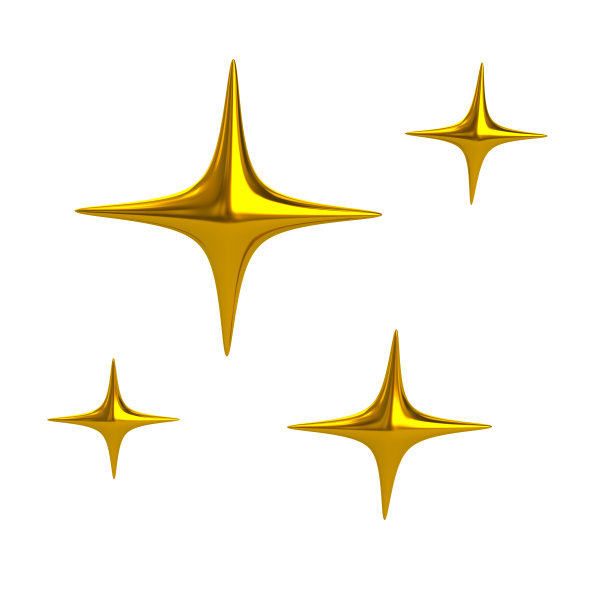 金色闪耀的明星图标3d插图图片下载