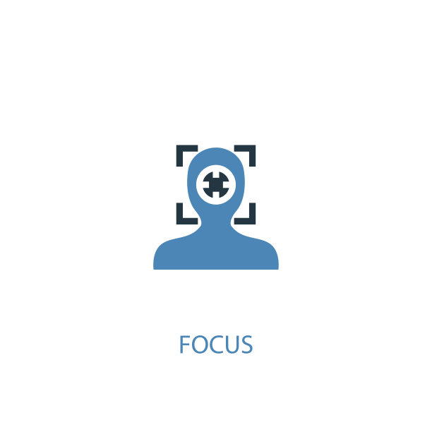 焦点概念2彩色图标。简单的蓝色元素插图。专注概念符号设计。可以用于网页和手机的UI/UX吗图片下载