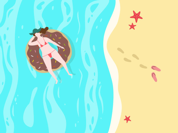 卡通背景的海边。图片下载