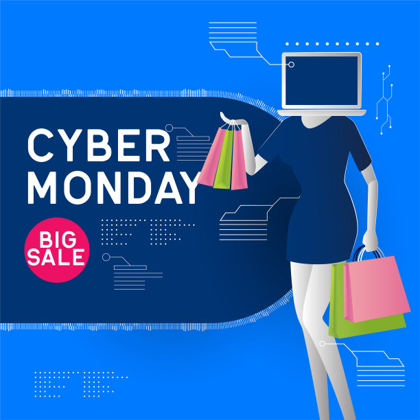 网上星期一促销海报。矢量图图片下载