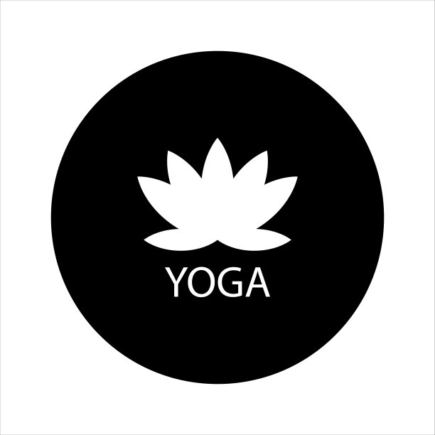 瑜伽莲花设计矢量插画符号符号。荷花瑜伽文字图片下载