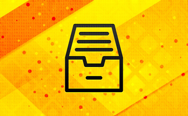 文件夹档案柜图标抽象数字旗帜黄色背景图片下载