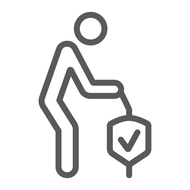 养老保险线图标、人身保护、老人关怀标志、矢量图形、白色背景上的线性图案。图片下载