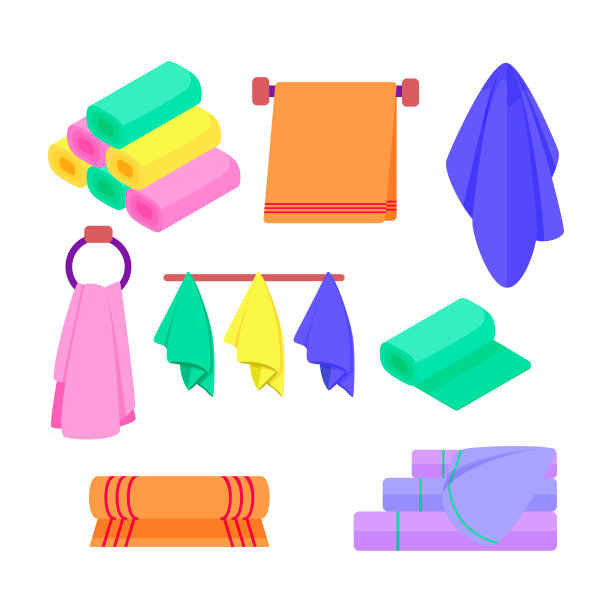 一套毛巾矢量插图图片下载