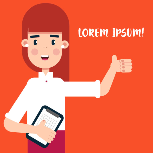 一个女孩竖起大拇指的插图。广告横幅或海报的概念。图片下载