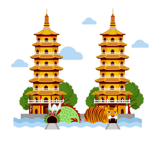 台湾高雄龙虎寺。图片下载