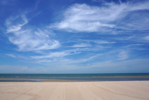 美丽的海滩与海洋和天空的背景图片下载