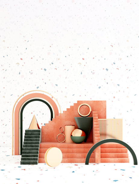 模拟几何抽象组成插图，3d渲染，3d插图图片下载