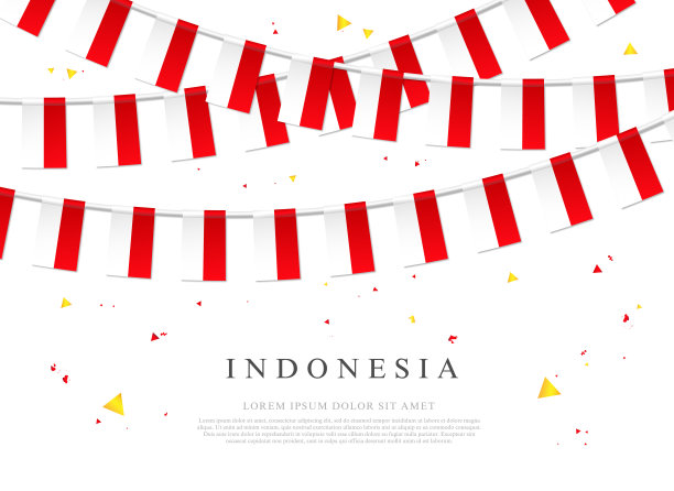 印尼国旗的花环。印尼独立日。图片下载