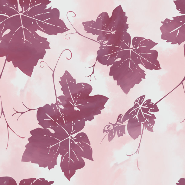 葡萄叶无缝花纹。图片下载