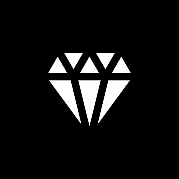 钻石图标上的黑色背景。黑色平面风格矢量插图图片下载