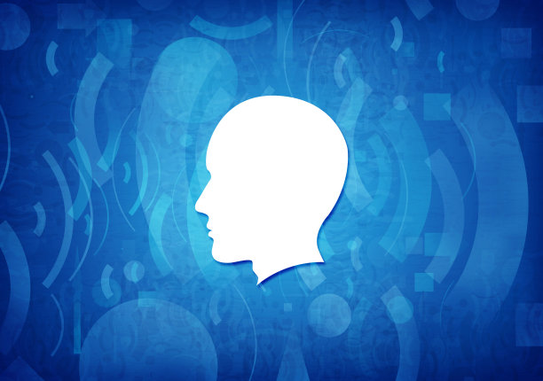 头男性脸图标青蓝背景图片下载