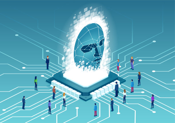 向量多样化的人连接由现代科技计算机芯片图片下载