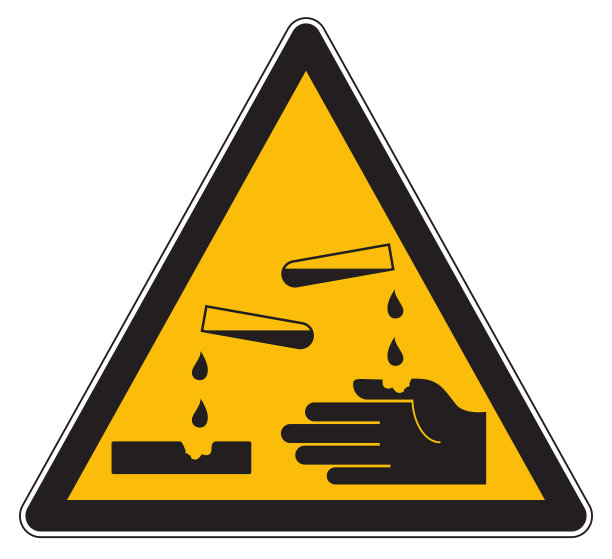 腐蚀性黄色警告标志图片下载