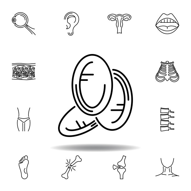 一套人体器官盘子堆叠轮廓图标。符号和符号可以用于网页，标志，手机应用程序，UI，用户体验图片下载