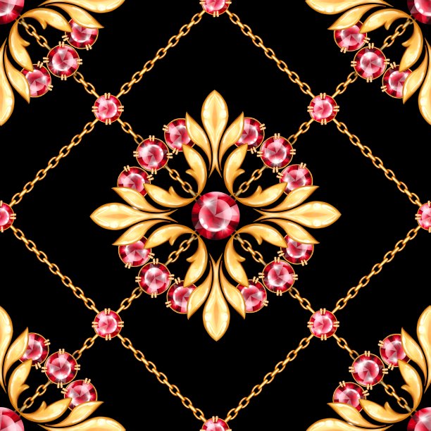 珠宝的背景。无缝图案与圆形宝石图片下载