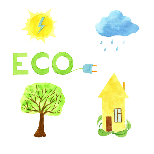 手绘水彩插画生态概念集图片下载